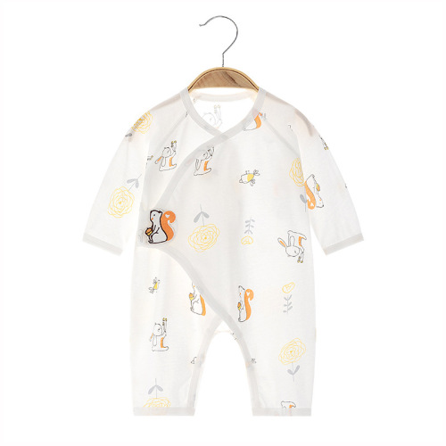 Summer newborn one-piece baby pure cotton thin boneless clothes harem long-sleeved baby summer air-conditioned clothes
