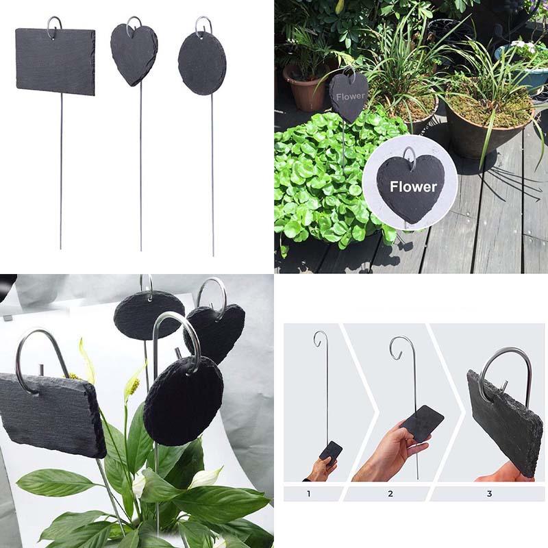 Fabricantes mayoristas etiquetas de plantas de pizarra etiquetas de flores etiquetas de árboles frutales etiquetas de acero inoxidable jardín