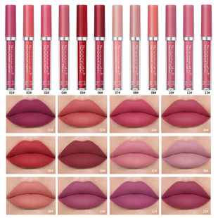 Ibccccndc Cross-Border 12-Color Matte Lip Gloss Lipstick Long-Lasting Non-Fading Velvet Matte Matte Lip Glaze Lipstick