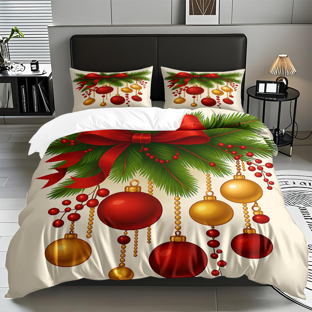 TEMU / JIT impresión digital transfronteriza HD Navidad pro piel suave colcha de cama kit para diseñar venta directa de fábrica