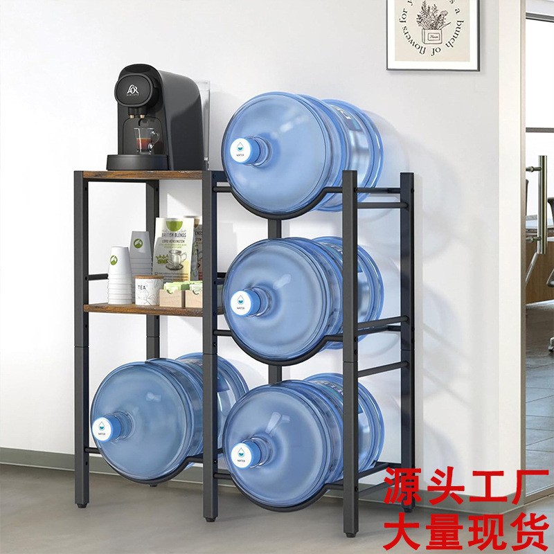 Cross-Border Drinking Water Barrel Shelf Bottled Water Storage Rack with Wooden Board 3-Layer Pure Water Storage Coffee Machine Storage Rack