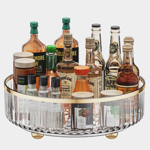 Light luxury transparent rotating seasoning storage rack 360-degree kitchen special sauce vinegar seasoning storage box supplies household