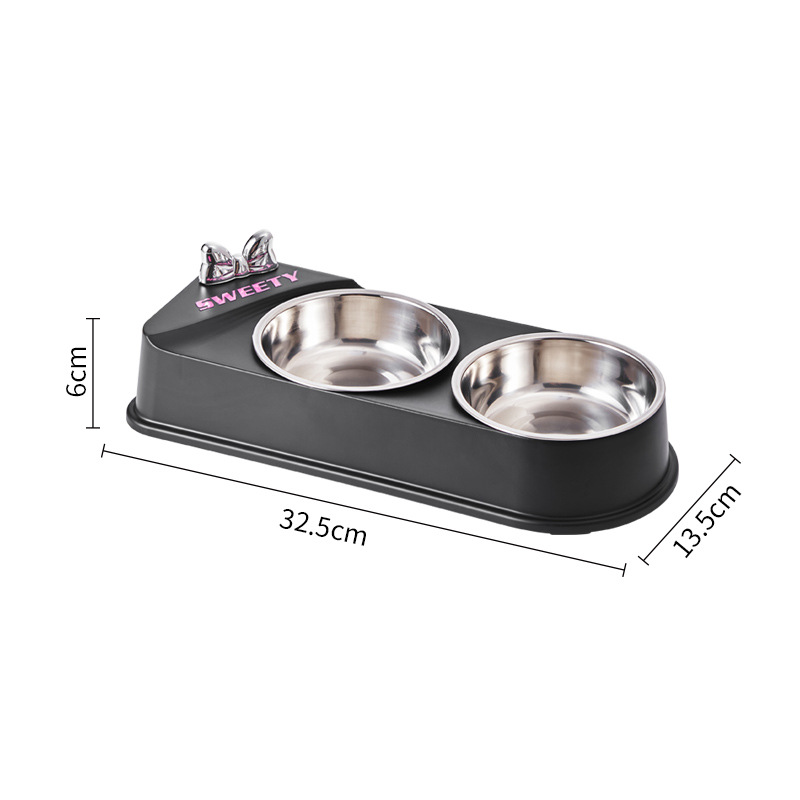 Pet de acero inoxidable doble tazón gato tazón perro tazón antideslizante contra derrumbe pet tazón mariposa para gatos tazón comida perro al por mayor