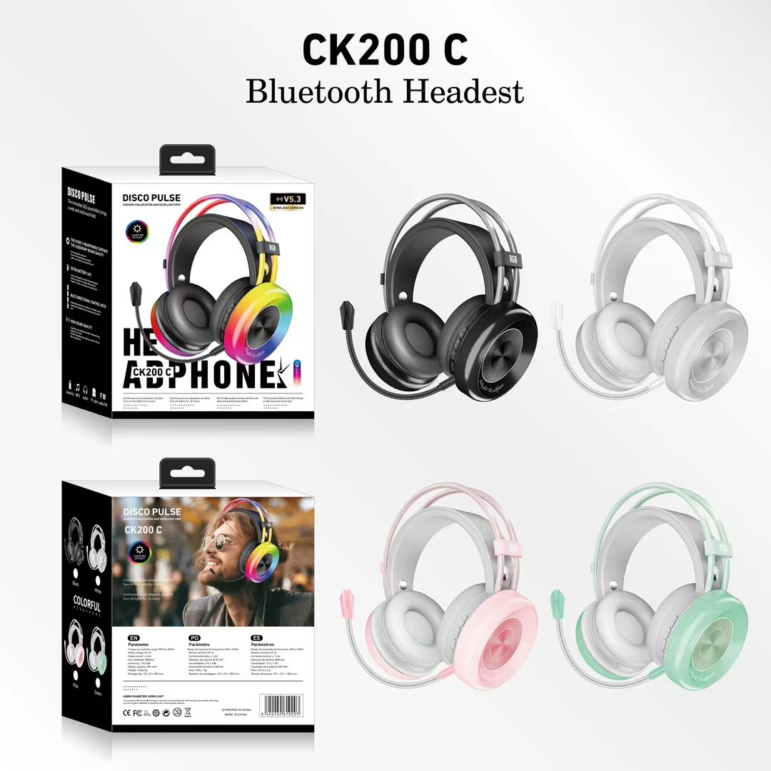Nuevo comercio exterior e-deportes CK200C auriculares Bluetooth auriculares RGB luz auriculares computadora especial juego con micrófono