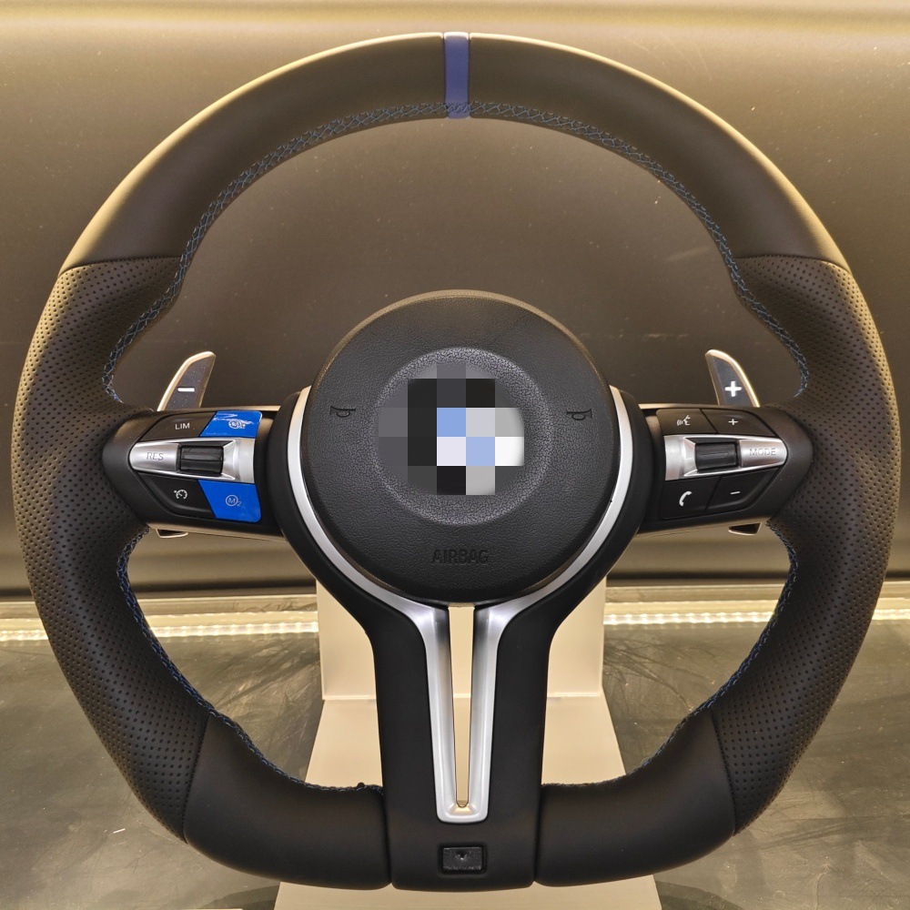 Suitable for BMW 1 Series, 2 Series, 3 Series, 4 Series, 5 Series, 6 Series, 7 Series modified blue button-stitched T-shaped steering wheel assembly