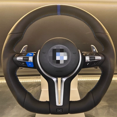 Suitable for BMW 1 Series, 2 Series, 3 Series, 4 Series, 5 Series, 6 Series, 7 Series modified blue button-stitched T-shaped steering wheel assembly