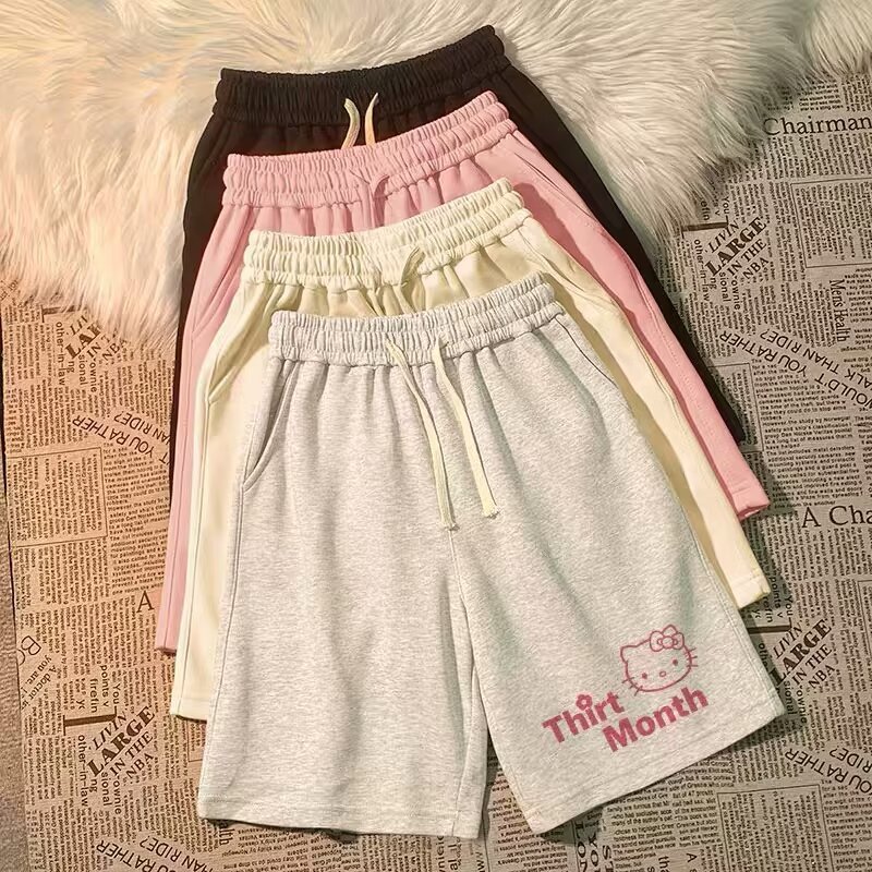White casual mid-length shorts, summer five-point pants, shorts for petite men, new style 2024 sports shorts