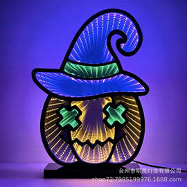 跨境万圣节led创意南瓜灯鬼节派对装饰灯氛围灯台灯小夜灯魔幻