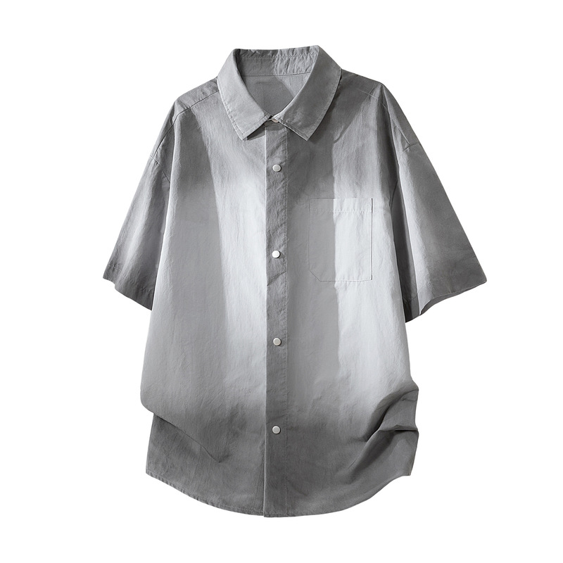 Short-Sleeved Shirts, Hong Kong Style Half-Sleeved Shirts, Trendy Large Size College Style Jackets, Men's Fat Man Shirts, Short-Sleeved Shirts, Cool and Iron-Free