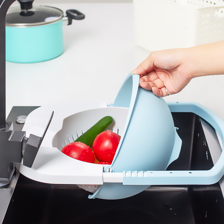 新款翻转洗菜篮双层沥水篮懒人厨房用品专利洗菜盆厂家批发