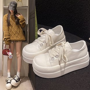 Rubber and Plastic Soles ~ Thick-Soled Platform Shoes, Casual White Shoes ~ Large Quantities Have Been Released in Black and Off-White