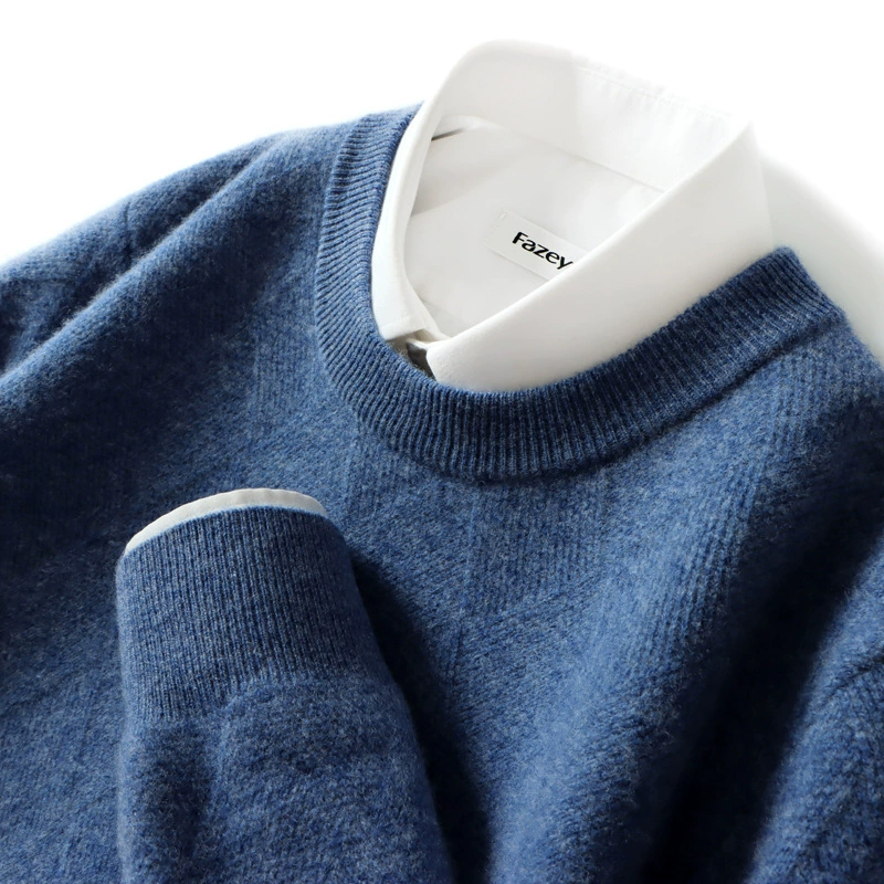 100% чистый кашемир Мужской осенне-зимний новый свободный утолщенный жаккардовый свитер повседневный деловой вязаный базовый шерстяной свитер