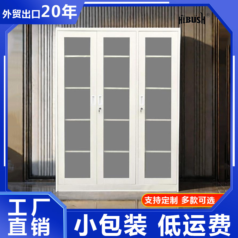 Tres puertas de comercio exterior transfronterizo armario de archivos puerta de vidrio metálica armario de visualización librería archivador armario de archivos armario de oficina