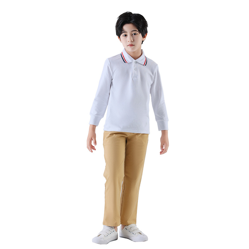 Uniformes escolares de estudiantes de primaria y secundaria de otoño nuevos productos de color khaki uniformes de jardín de niños de cintura elástica uniformes deportivos de clase para niños