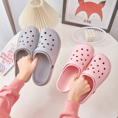 Summer Holes Slip-on Sandals Men's Shoes Non-slip Beach Shoes Dual-color Lightweight Two-in-one Slippers Breathable Rounded Toe Cooling Slippers for Women