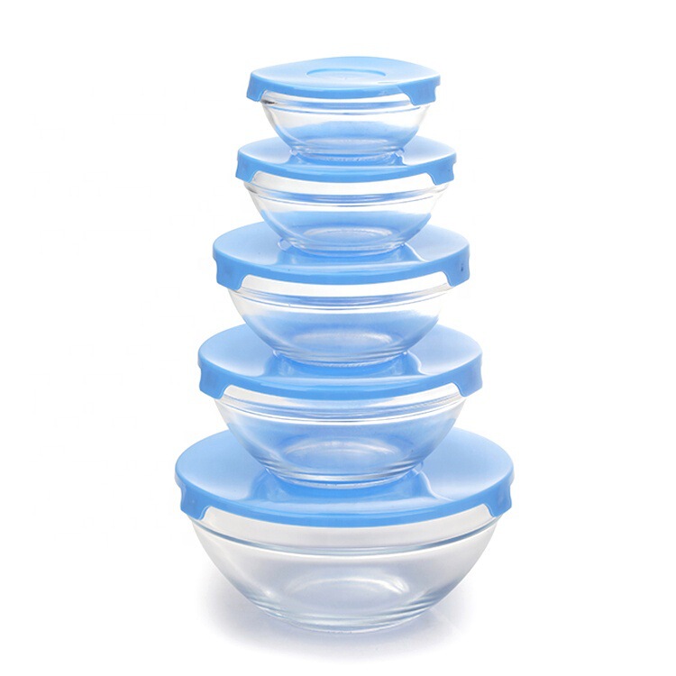 Wholesale five-piece glass bowl restaurant seasoning bowl household cold dish salad bowl transparent glass Rice Bowl