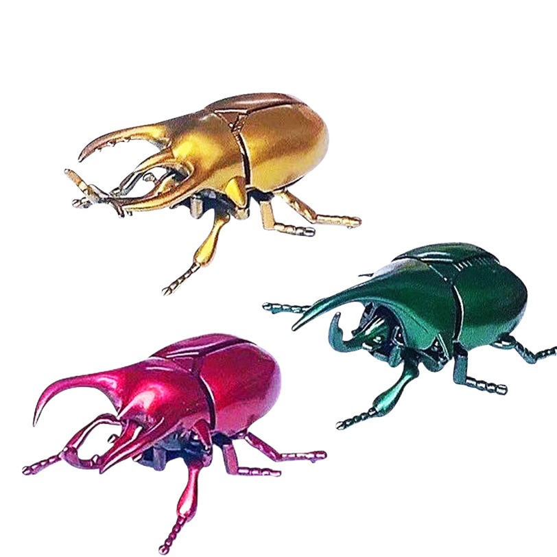 Cross-Border Wind-Up Simulated Fighting Beetle Unicorn Insect Model Children's Educational Toy Simulated Crawling
