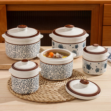 复古日式釉下彩陶瓷蒸盅 家用炖汤蒸蛋燕窝辅食药膳隔水陶瓷炖盅