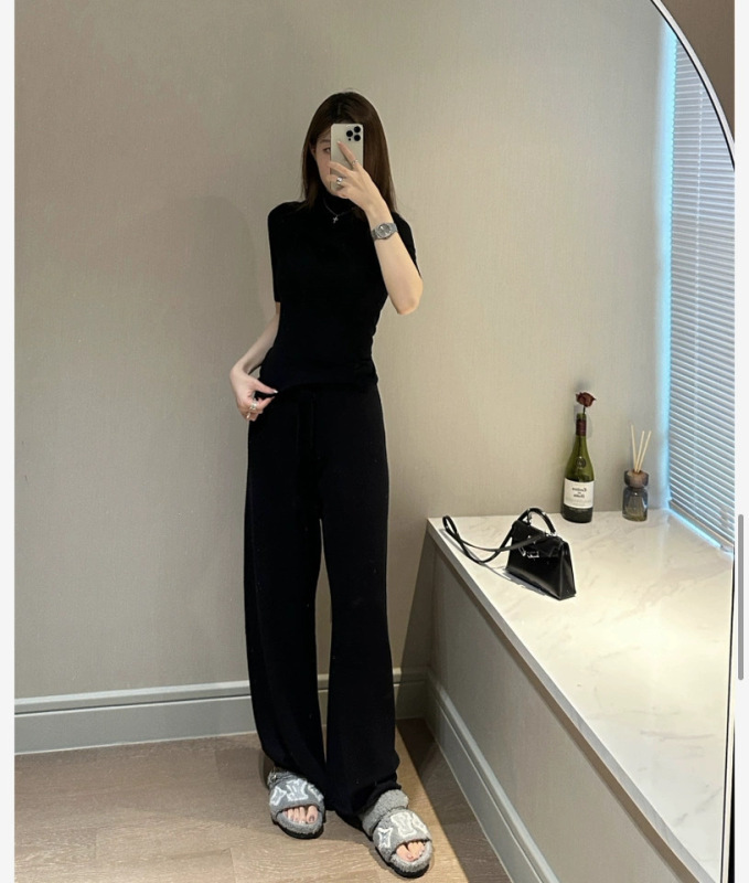 洋气修身五分袖打底衫女2025秋季新款半高领羊毛中袖针织衫女上衣|undefined