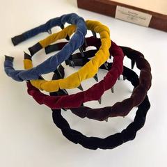 秋冬复古彩色丝绒波浪倒插梳带齿发箍韩版高颅顶碎发发卡头箍头饰