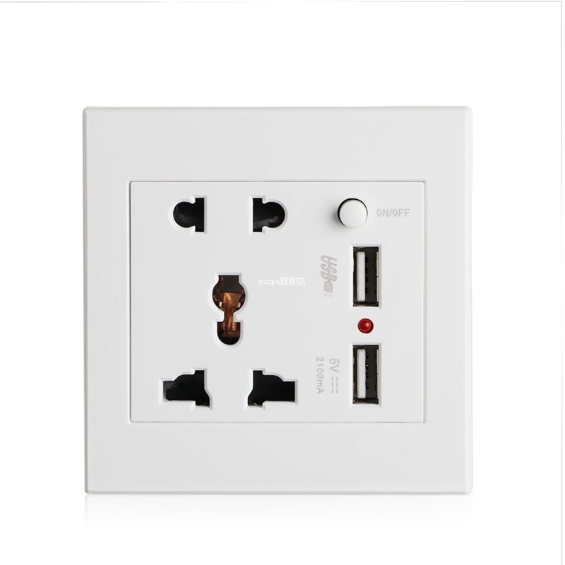 Socket+2 USB+Switch Wall Socket Charger...