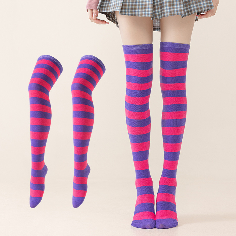 Calcetines Largos Bucaneras a Rayas para Mujer de Poliéster y Spandex, Absorción del Sudor, para Cosplay image 8