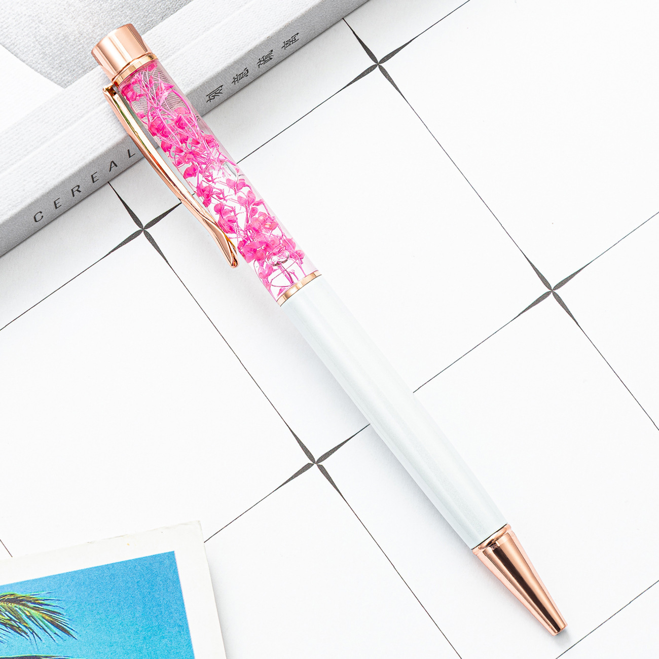 Creativo DIY en aceite seco bolígrafo de flores al por mayor bolígrafo publicitario bolígrafo de impresión logotipo bolígrafo de flores