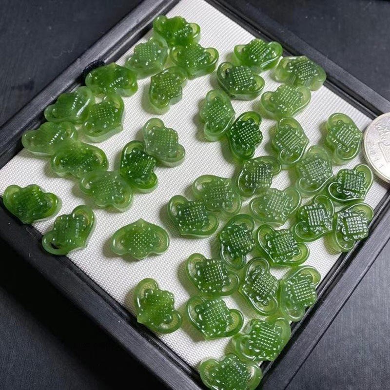 天然俄羅斯和田碧玉中國結吊墜碧玉配件diy 手鏈項鏈耳墜扣