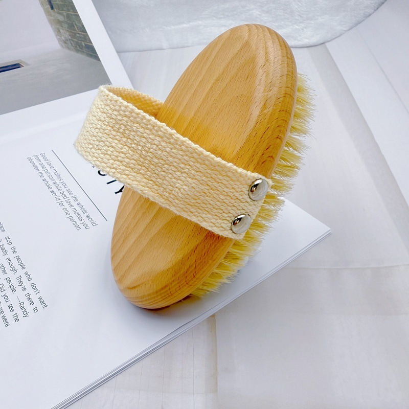 Fuente spot Cepillo de baño de madera maciza Cepillo de masaje de cerdas de cerdo Cepillo de espalda para frotar piel muerta y cabello suave Cepillo de baño de artefacto perezoso