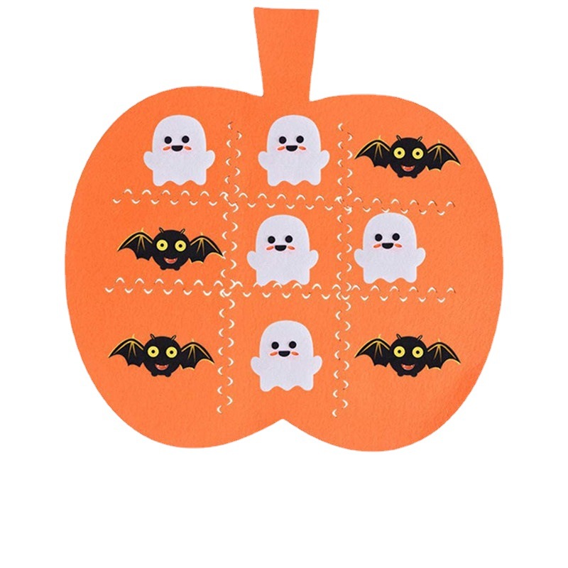 Halloween fieltro Tic Tac Toe estera del juego juguete de los niños DIY fantasma murciélago calabaza Tic Tac Toe estera del juego