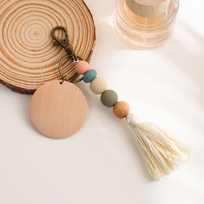 30g Weight Keychain Classification 1 Piece Quantity Holiday, Daily Occasion Wood, Silica Gel Material Flower Pattern All Seasons Season Vacation, Classic Style Style 1 Piece Vacation Classic Style Flower Wood Silica Gel Keychain 11