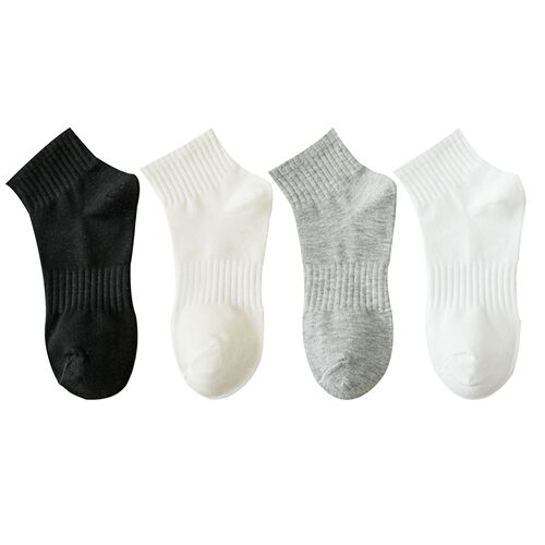 Socks women's spring and autumn boat socks ins trendy black and white short socks summer thin solid color women's sports socks wholesale