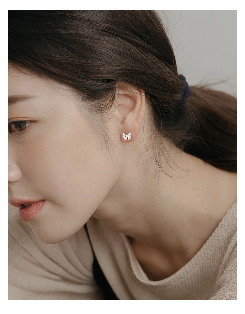 Simple Style Bow Knot Silver Plating Ear Studs 1 Pair