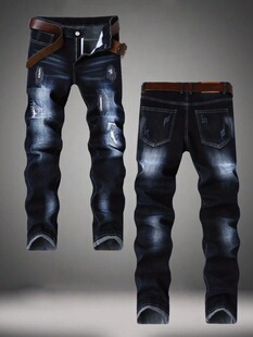 54476 Stretch Ripped Embroired Slim Fit Jeans �����ƶ�ţ