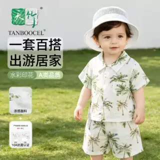 婴儿短袖套装男女宝宝夏季薄款衣服儿童休闲外出上衣短裤分体套装