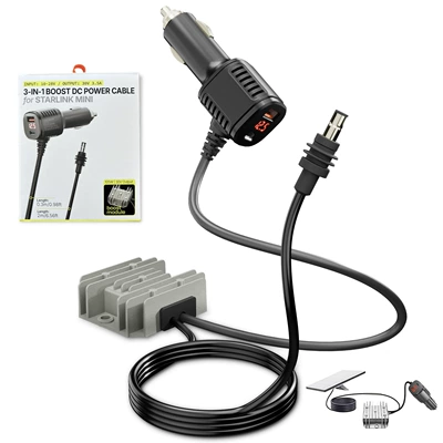 Cross-Border 12V/24V to 30V 3.5A Booster Power Cable Dc Digital Display Car Cigarette Lighter Dc Power Supply Cable (Siqaret yandırıcısı) - 12v24v-to-30v35a-2m-dc-line-black