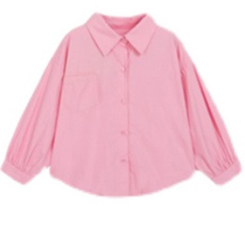 Las niñas de color sólido exterior camisa de moda bebé 2023 primavera y otoño nuevo estilo coreano casual todo-fósforo POLO cuello superior moda