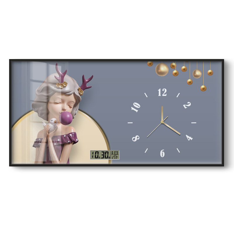 Caja de medidor de electricidad decoración pintura de gran tamaño con reloj calendario perpetuo para niñas que cubren la caja de distribución fuerte y débil pintura colgante del restaurante