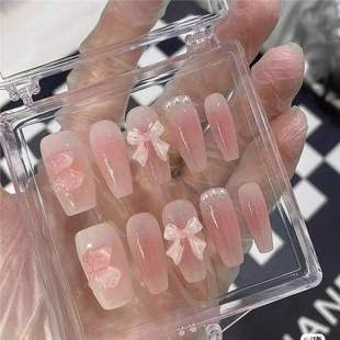 Purely Handmade Wearable Nails, Bear Bow Blush, Phototherapy Manicure, Xiaohongshu Popular Fake Nail Patches