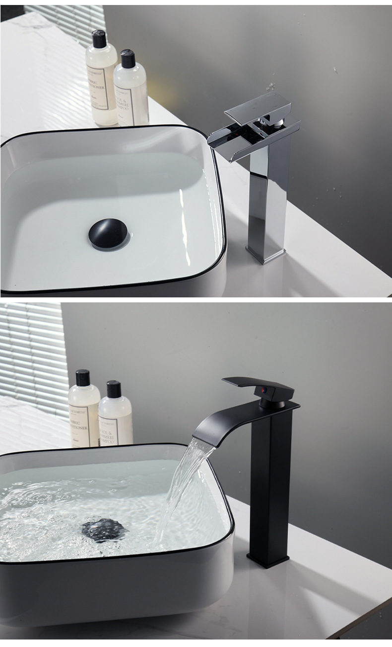 Cross-border waterfall hot and cold water faucet, American washbasin faucet, countertop basin, washbasin, bathroom cabinet undefined