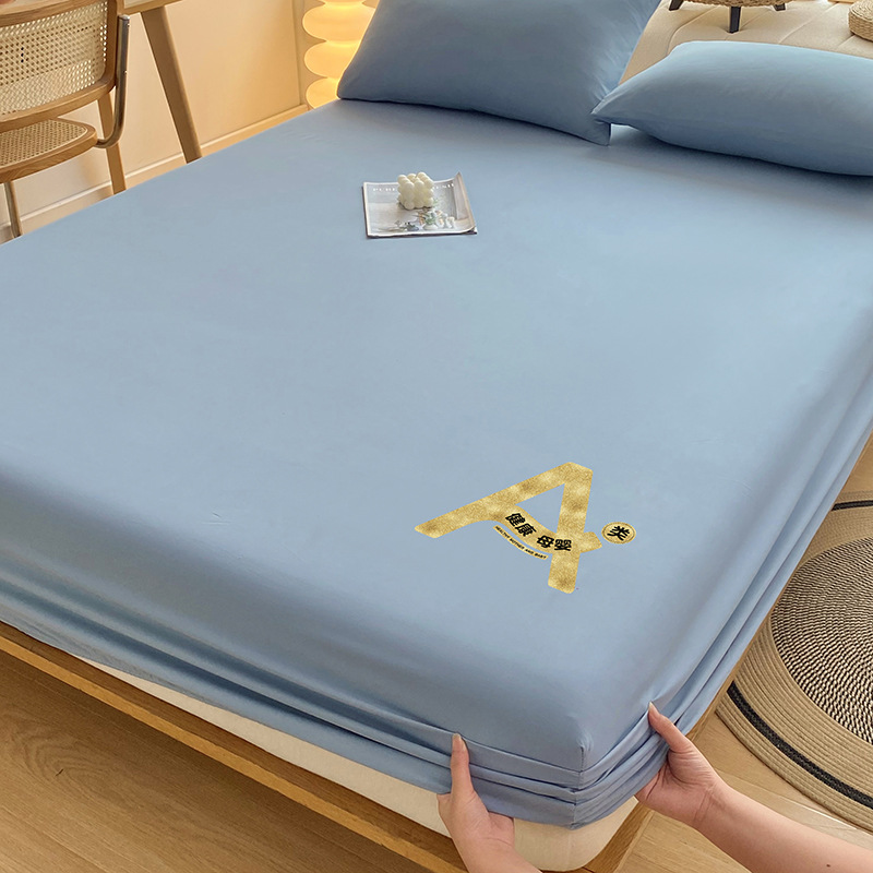 Wholesale solid color washed cotton bed cover Simmons mattress protective cover skin-friendly cotton dustproof bed cover all-inclusive non-slip bedspread