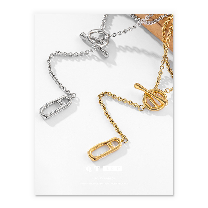 Long collier chaîne plaquée or avec fermoir ot pour automne_voghion.com