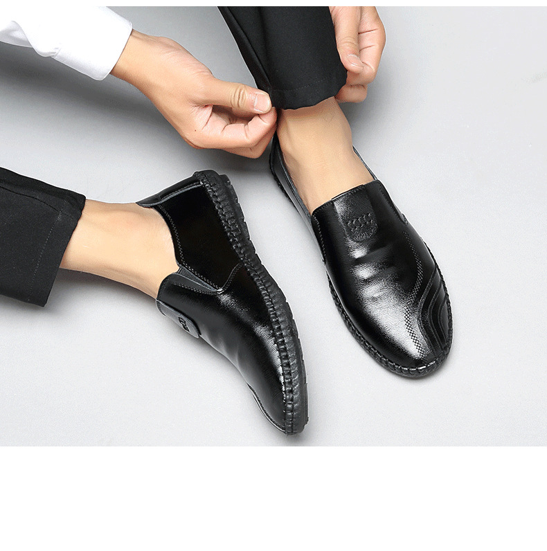 2025 Summer Casual Versatile Business Breathable Genuine Leather Slip-On Soft Sole Men's Shoes_vogvips.com