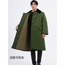 军大衣男冬季加绒加厚冷库防寒服女东北棉花袄老式保安军棉绿大衣