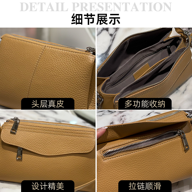 Korean Style Trendy Shoulder Bag For Dating And Outing, Top Grain Cowhide Small Bag For Women, Casual Minimalist Soft Genuine Leather Bag - Thumbnail 3