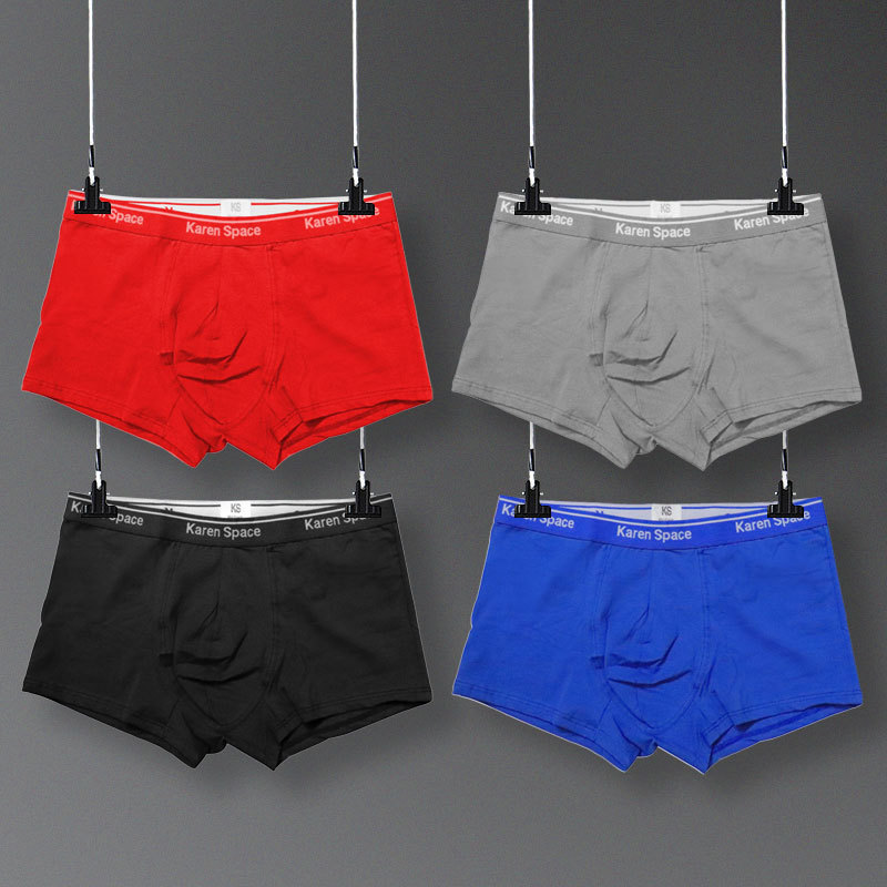 Men's underwear cotton four-corner comfortable pants European size four-corner underwear wholesale men's solid color boxer shorts