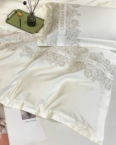 Light Luxury 140-Thread Long Staple Cotton All-Cotton Quilt Set with High-End Floral Embroidery Soft Cotton Bedspread Bedding