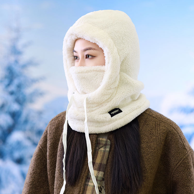 跨境帽子冬季男女防风雪帽户外运动围脖口罩连体毛绒帽棉绒骑行帽|undefined