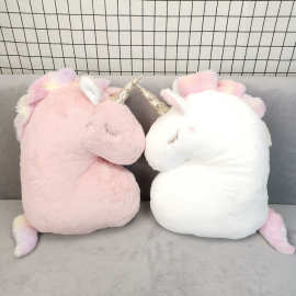 定制跨境可爱小兔毛独角兽头抱枕公仔定做外贸小马独角兽毛绒玩具