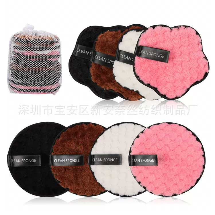 魔法懒人清水洗脸扑厂家批发 加厚圆形短毛清洁面扑卸妆粉扑海棉